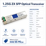 SFP-модуль 1.25G ZX (1.25 Гбит/с, 1550 нм, 80 км, одномодовый)