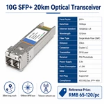 SFP+ модуль 10G 20 км (10 Гбит/с, 1310 нм, 20 км, одномодовый SMF)