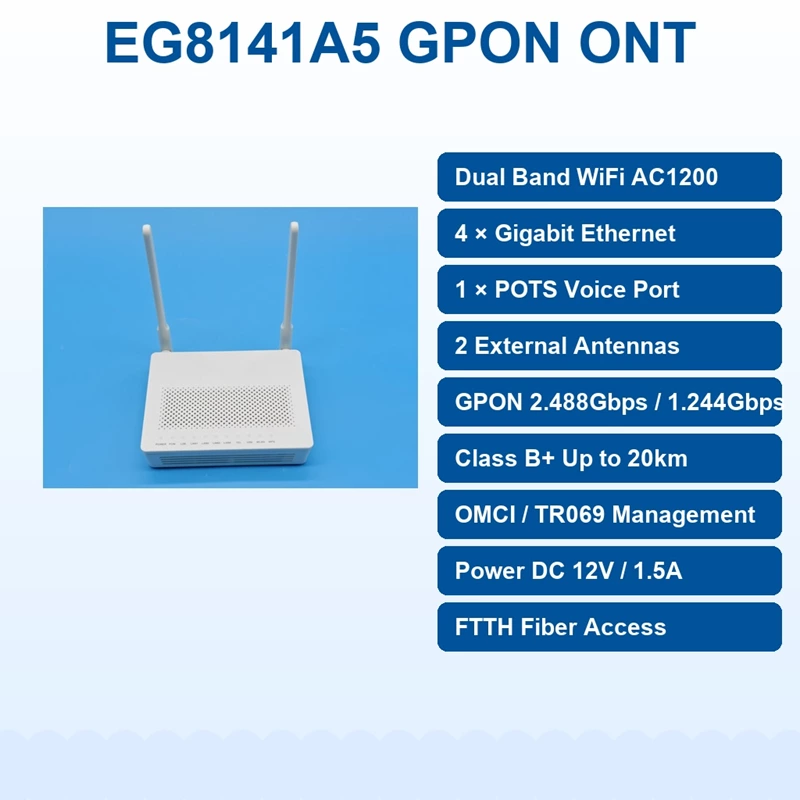 Оптический терминал EG8141A5 с поддержкой GPON, Wi-Fi 2.4 ГГц, гигабитным портом и VoIP