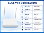 Двудиапазонный оптический терминал F670L версии v9.0 с поддержкой GPON, Wi-Fi AC1200 и гигабитными портами