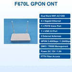 Двухдиапазонный оптический терминал F670L (12 индикаторов) с поддержкой GPON, Wi-Fi 5 (AC1200) и гигабитными портами
