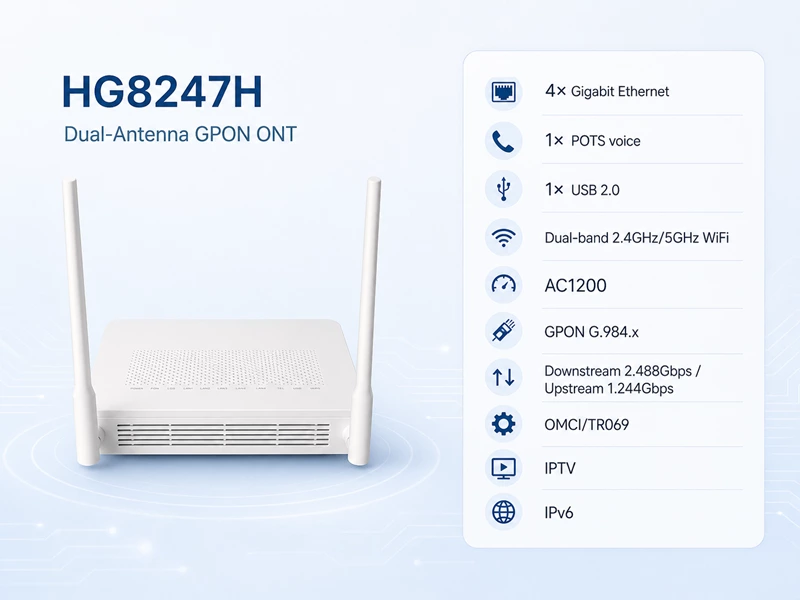 Оптический абонентский терминал HG8247H с поддержкой GPON, гигабитными портами, Wi-Fi и CATV