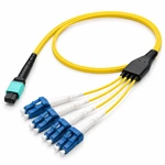 Оптический breakout-кабель MPO-4x6 LC/UPC Duplex, одномодовый OS2 (9/125 мкм), 8/12 волокон, LSZH, для ЦОД и телекоммуникационных сетей