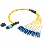 Оптический breakout-кабель MPO-4x6 LC/UPC Duplex, одномодовый OS2 (9/125 мкм), 8/12 волокон, LSZH, для ЦОД и телекоммуникационных сетей