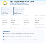 Оптический патч-корд одномодовый OS2 (9/125 мкм G.652D) LC-SC дуплекс, 3.0 мм, LSZH, желтый, для FTTH и ЦОД